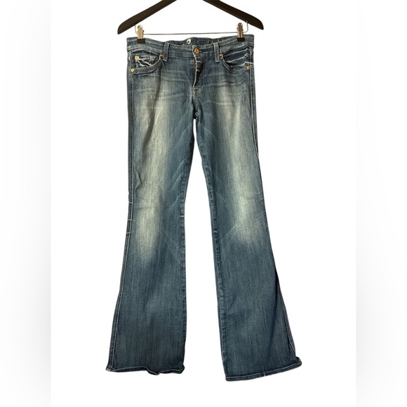 7 For All Mankind Flare Denim Pants Blue Women Size 28 - Picture 1 of 10